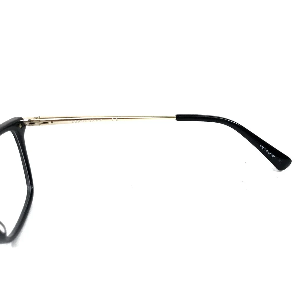 Longchamp Eyeglasses Frames LO2621 001 Black Gold Cat Eye Full Rim 53-14-140